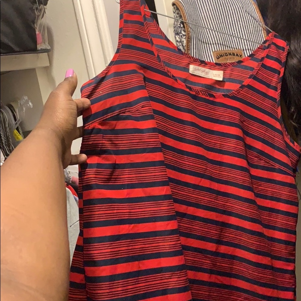 blue & red striped women’s tank top